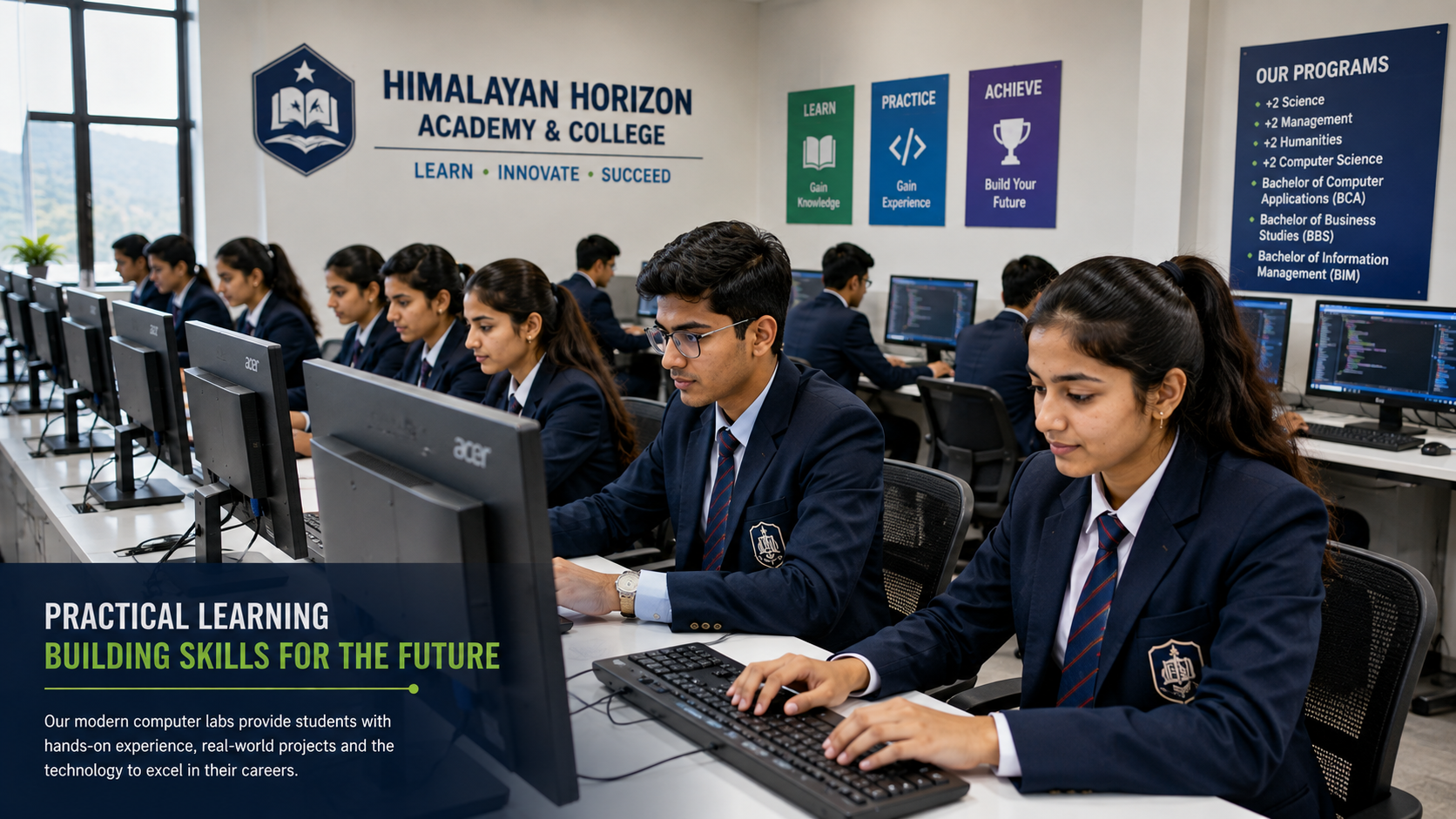 Modern computer laboratory at Himalayan Horizon Academy and College